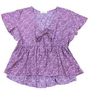 𝅺a Beautiful Soul Floral Print Bohemian Style V-Neck Top Size B